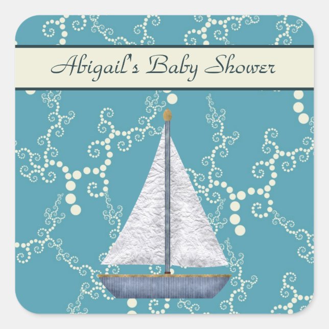 Personalised Sailboat Baby Shower Stickers (Front)