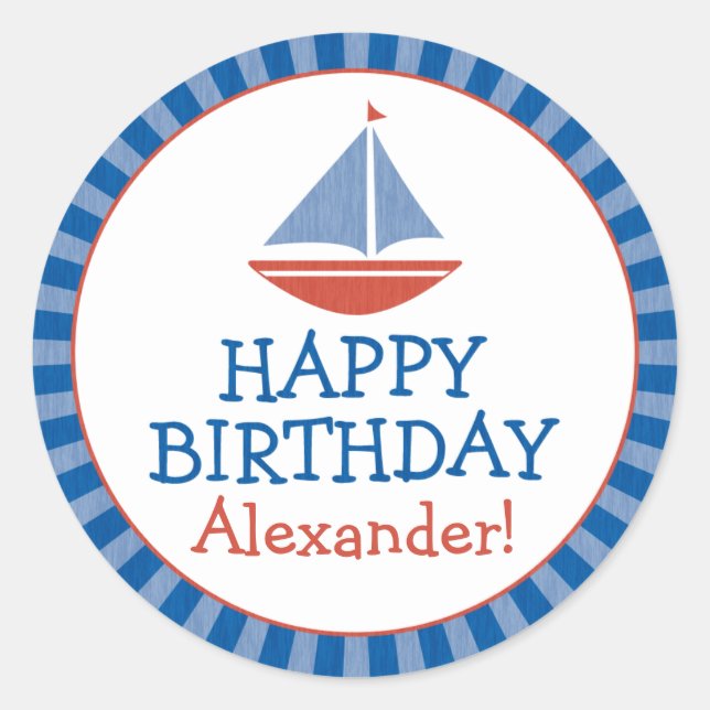 Personalised Sailboat Kids Birthday Sticker v2 (Front)