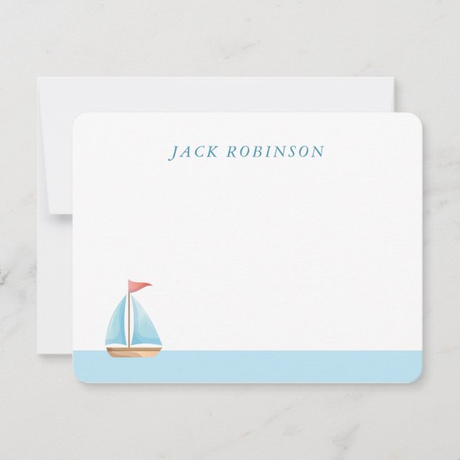 Personalised Sailboat Nautical Note Card (Front)