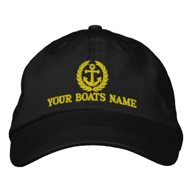 Personalised sailing boat captains embroidered hat (Front)