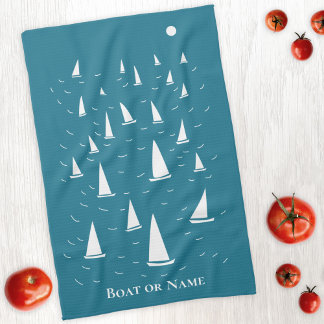 Personalised Sailing Boat Nautical Tea Towel