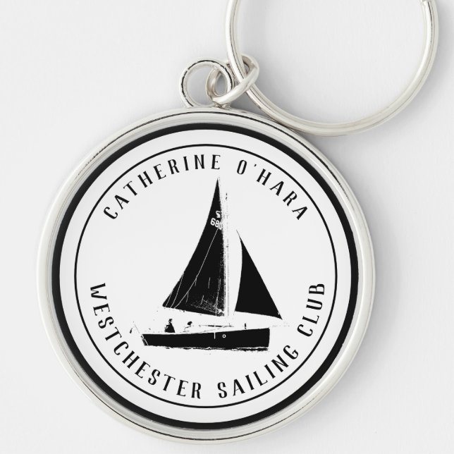 Personalised sailing club black vintage Keychain (Front)