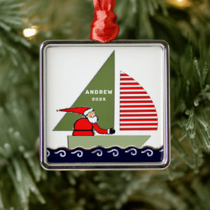 Personalised Sailing Holiday Gift Metal Tree Decoration