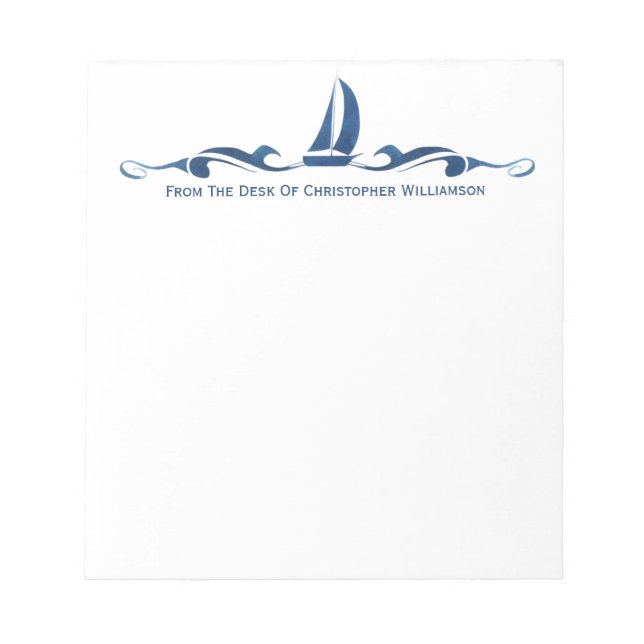 Personalised Sailing Ship Nautical Monogrammed Notepad (Front)