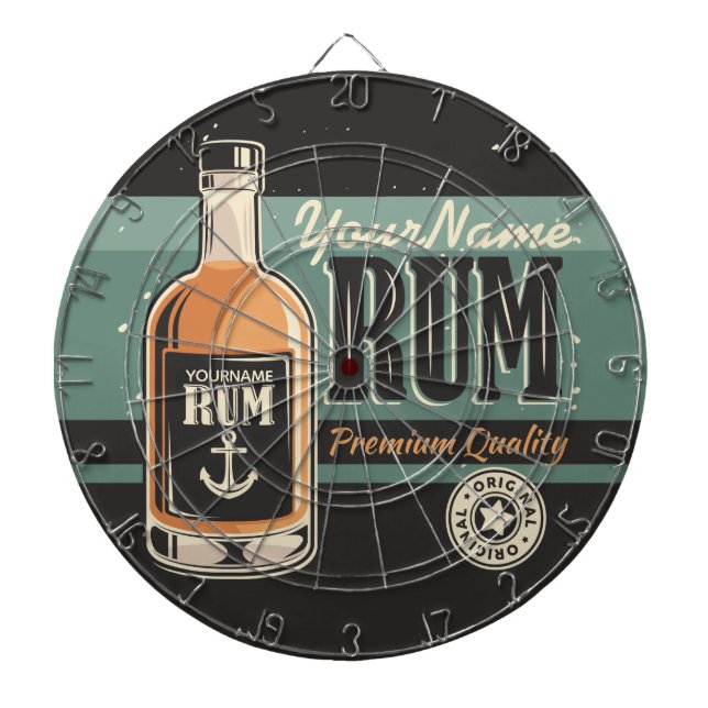 Personalised Sailor Rum Liquor Bottle Retro Sign  Dartboard (Front)