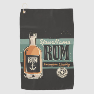 Personalised Sailor Rum Liquor Bottle Retro Sign Golf Towel