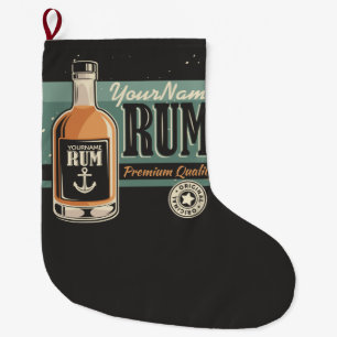 Personalised Sailor Rum Liquor Bottle Retro Sign  Large Christmas Stocking