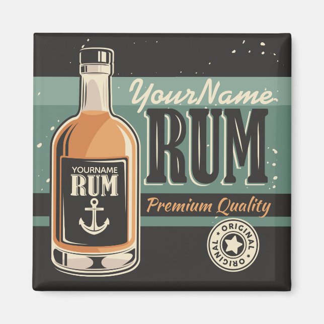 Personalised Sailor Rum Liquor Bottle Retro Sign Magnet (Front)