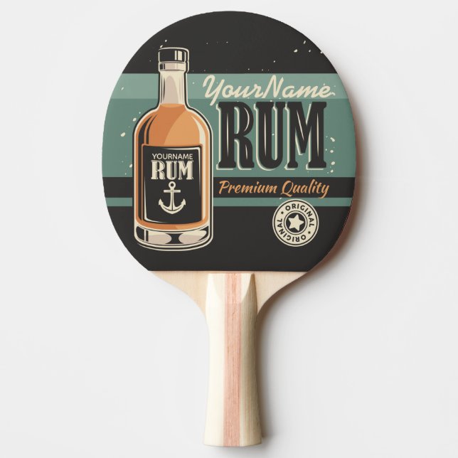 Personalised Sailor Rum Liquor Bottle Retro Sign Ping Pong Paddle (Front)
