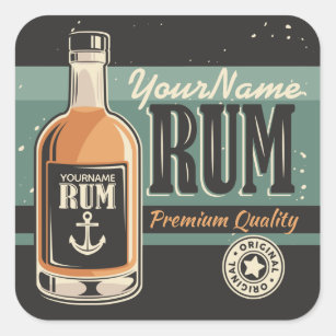 Personalised Sailor Rum Liquor Bottle Retro Sign  Square Sticker