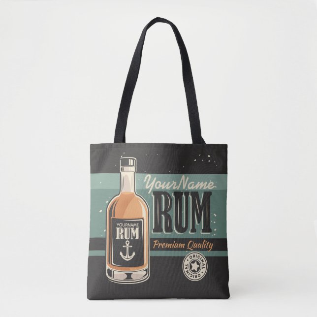 Personalised Sailor Rum Liquor Bottle Retro Sign  Tote Bag (Front)