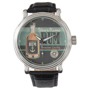 Personalised Sailor Rum Liquor Bottle Retro Sign Watch