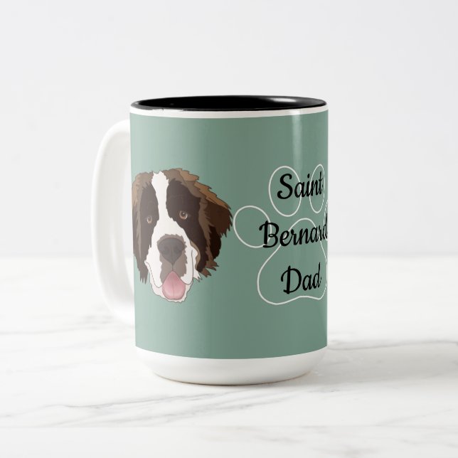Personalised Saint Bernard Mum/ Dad Two-Tone Coffee Mug (Front Left)