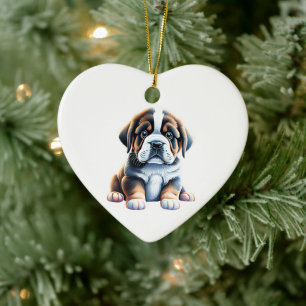 Personalised Saint Bernard Puppy Ceramic Tree Decoration