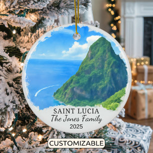 Personalised Saint Lucia Ornament, Caribbean Ceramic Tree Decoration