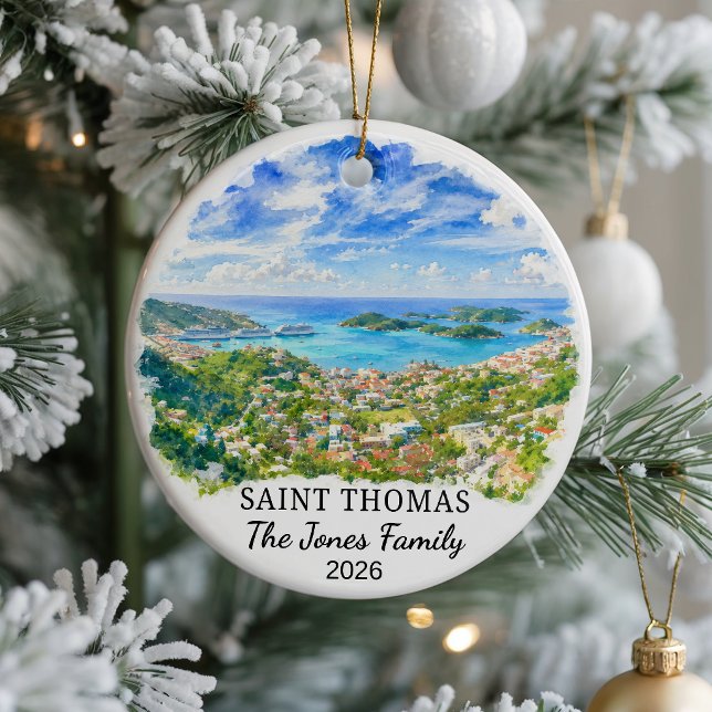Personalised Saint Thomas Ceramic Ornament, Custom Tree Decoration (Creator Uploaded)