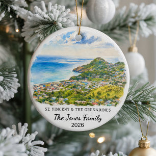 Personalised Saint Vincent and the Grenadines Cera Ceramic Tree Decoration