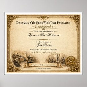 Personalised Salem Witch Trials Descendant Poster