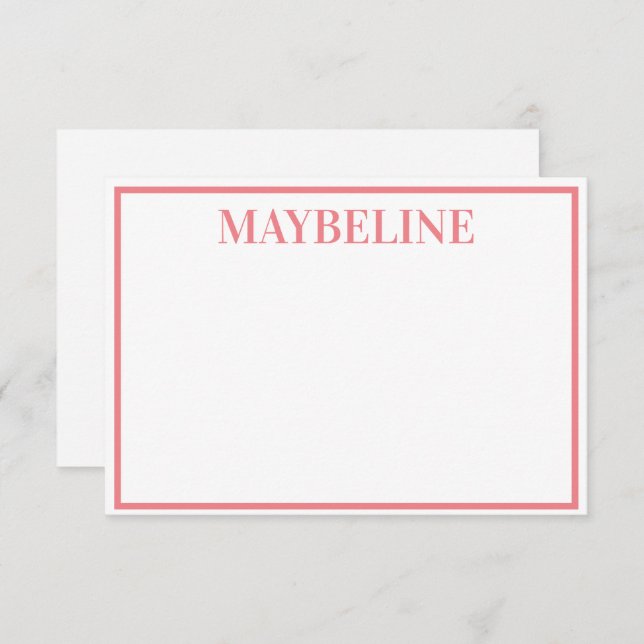 Personalised Salmon and White Flat Notecards (Front/Back)