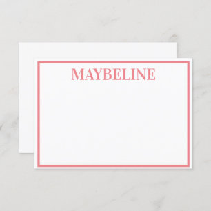 Personalised Salmon and White Flat Notecards