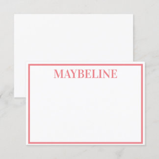 Personalised Salmon and White Flat Notecards