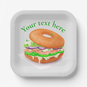 Personalised Salmon Bagel  Paper Plate