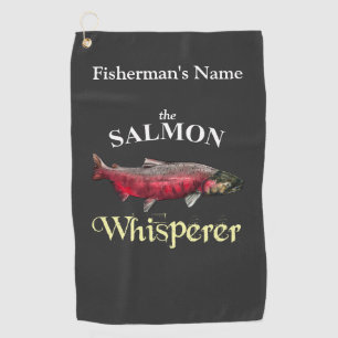 Personalised Salmon Whisperer Dark Fishing Towel