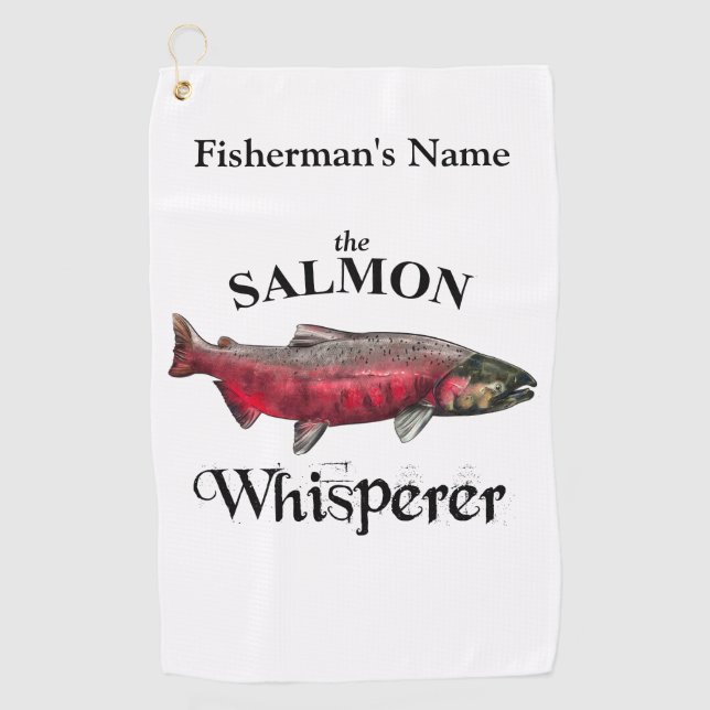 Personalised Salmon Whisperer Light Fishing Towel (Front)