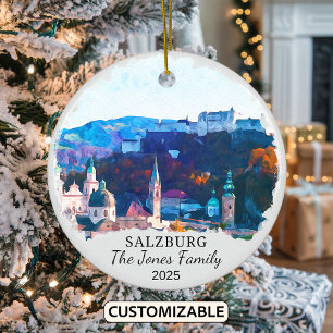 Personalised Salzburg Ornament, Austria Gift Ceramic Tree Decoration