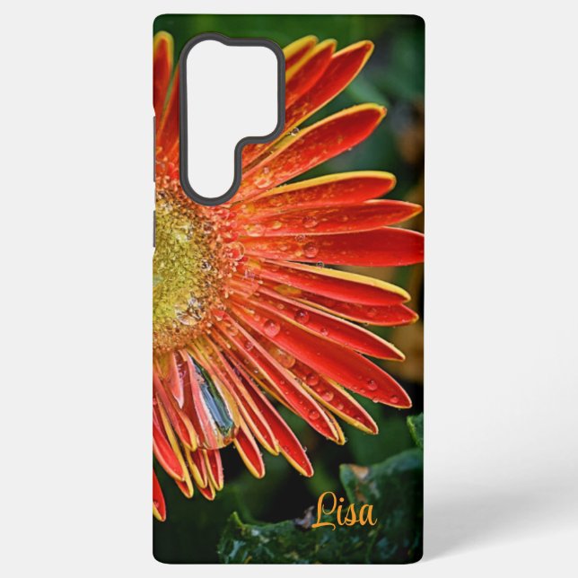 Personalised Samsung Case - Orange Gerbera Daisy (Back)