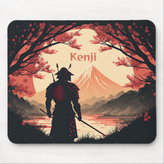 Personalised Samurai and Mt. Fuji with Full Moon Mouse Mat
