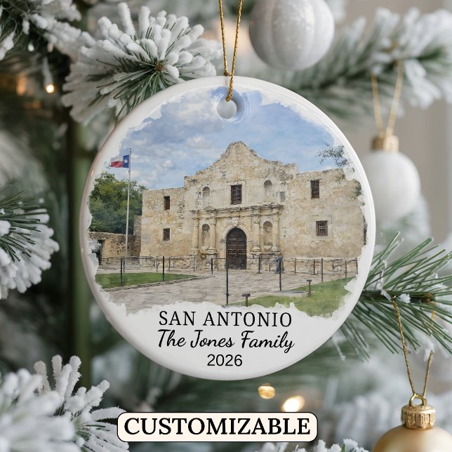Personalised San Antonio Ornament, Custom Texas Ceramic Tree Decoration (Creator Uploaded)