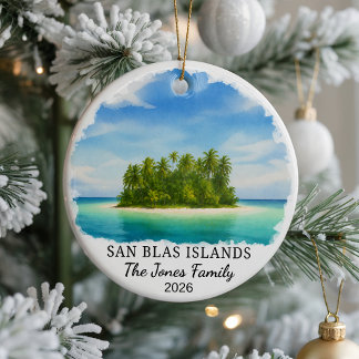 Personalised San Blas Islands Ceramic Ornament, Cu Tree Decoration
