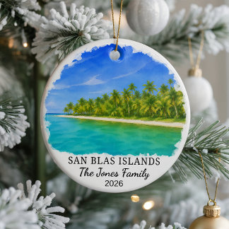 Personalised San Blas Islands Ceramic Ornament, Cu Tree Decoration