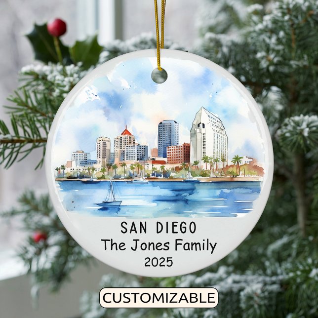 Personalised San Diego Ornament, California Ceramic Tree Decoration (Creator Uploaded)