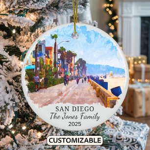 Personalised San Diego Ornament, California State Ceramic Tree Decoration