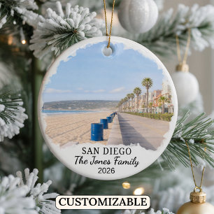 Personalised San Diego Ornament, Custom California Ceramic Tree Decoration