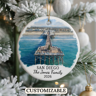Personalised San Diego Ornament, Custom California Ceramic Tree Decoration