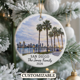 Personalised San Diego Ornament, Custom California Ceramic Tree Decoration