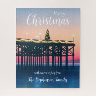 Personalised San Diego Sunset Christmas Jigsaw Puzzle