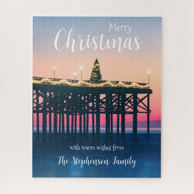 Personalised San Diego Sunset Christmas Jigsaw Puzzle (Vertical)