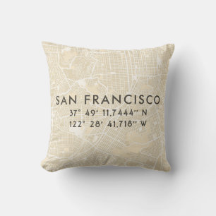 Personalised San Francisco Map Beige Cushion