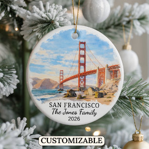 Personalised San Francisco Ornament, California Ceramic Tree Decoration