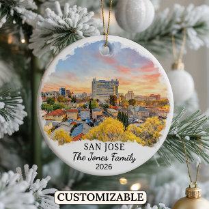 Personalised San Jose Ornament, Custom California Ceramic Tree Decoration