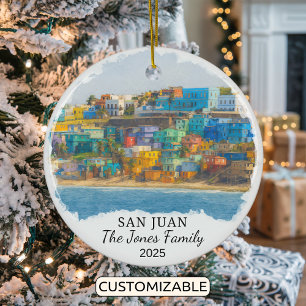 Personalised San Juan Ornament, Puerto Rico Ceramic Tree Decoration