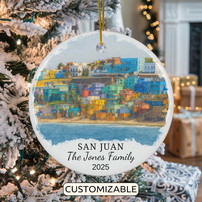 Personalised San Juan Ornament, Puerto Rico Ceramic Tree Decoration (Creator Uploaded)