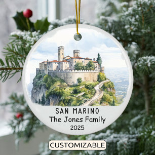 Personalised San Marino Ornament, Europe Ceramic Tree Decoration