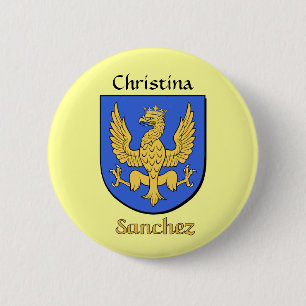 Personalised Sanchez Historical Shield 6 Cm Round Badge