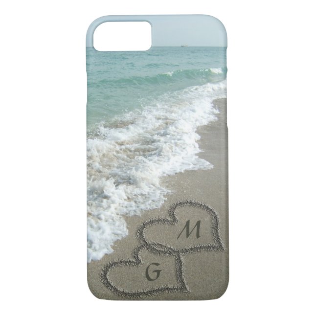 Personalised Sand Hearts on the Beach Case-Mate iPhone Case (Back)