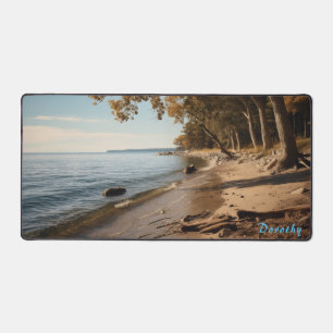 Personalised Sandy Beach with Trees Desk Mat